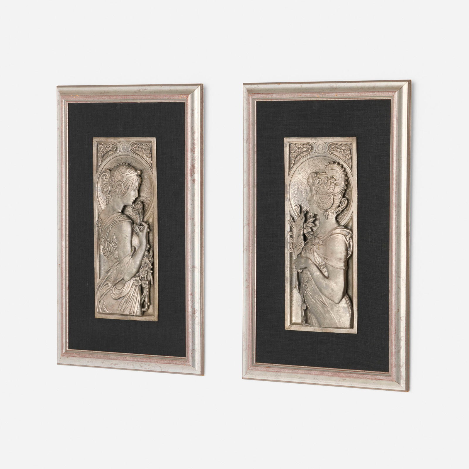 After Alphonse Mucha, Art Nouveau decorative panels with female figures, set of two - 2