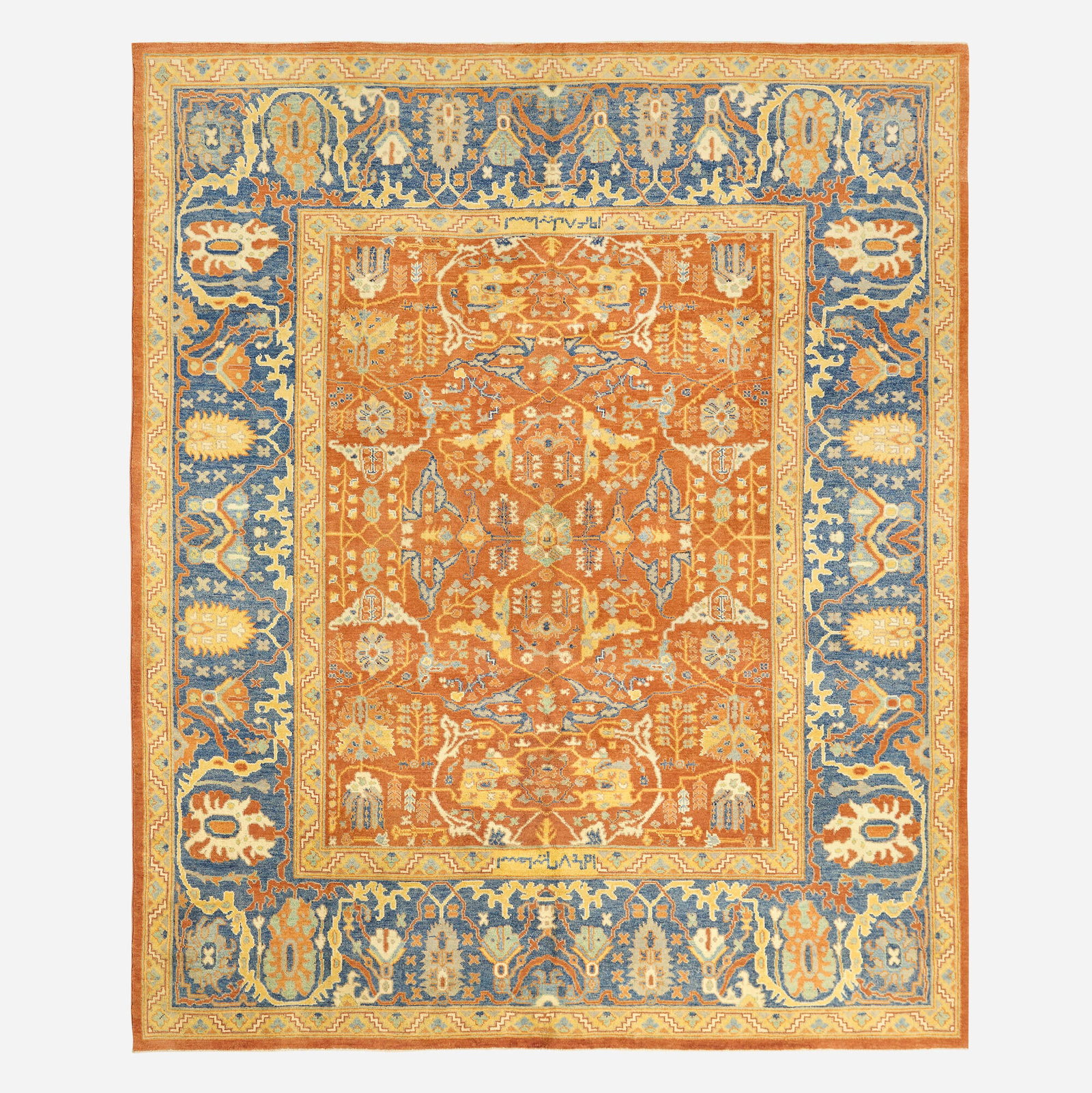 Peshawar Serapi, Low pile carpet: Peshawar Serapi Low pile carpet 21st century hand-knotted wool 8' x 9'9" in (244 x 298 cm) Hand stitched signature and date to lower center '19 ???????'. This work will ship from