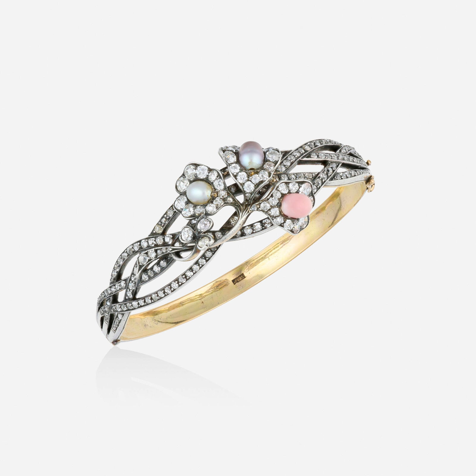 Victorian, Pearl, diamond, and silver-topped gold bracelet (1 of 2)