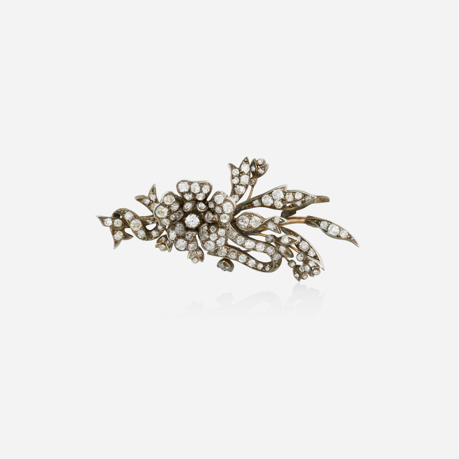Antique, Diamond and silver-topped gold brooch (1 of 2)