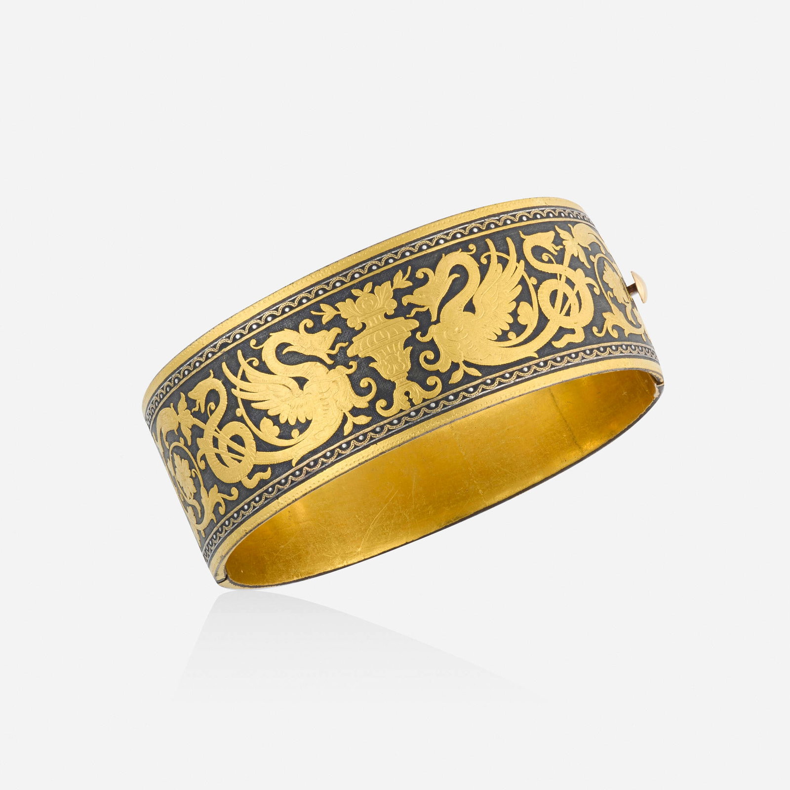 Antique, Damascene gold-plated steel bracelet (1 of 2)