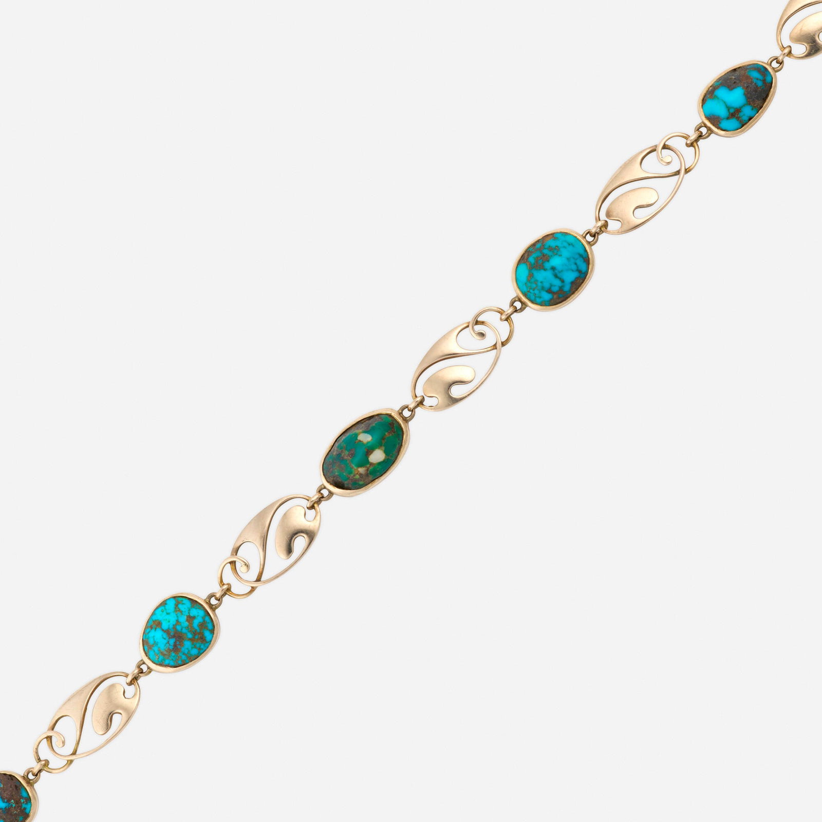 Murrle, Bennett & Co., Art Nouveau turquoise and pink gold bracelet (1 of 5)