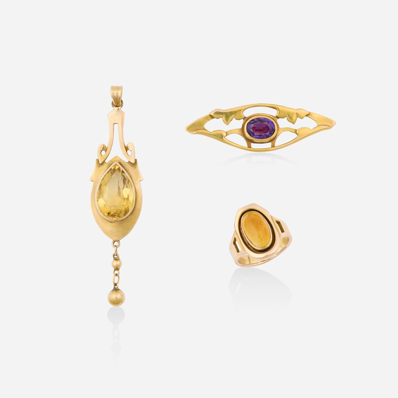 The Kalo Shop, Arts & Crafts group of multi-gem and gold jewelry (1 of 3)