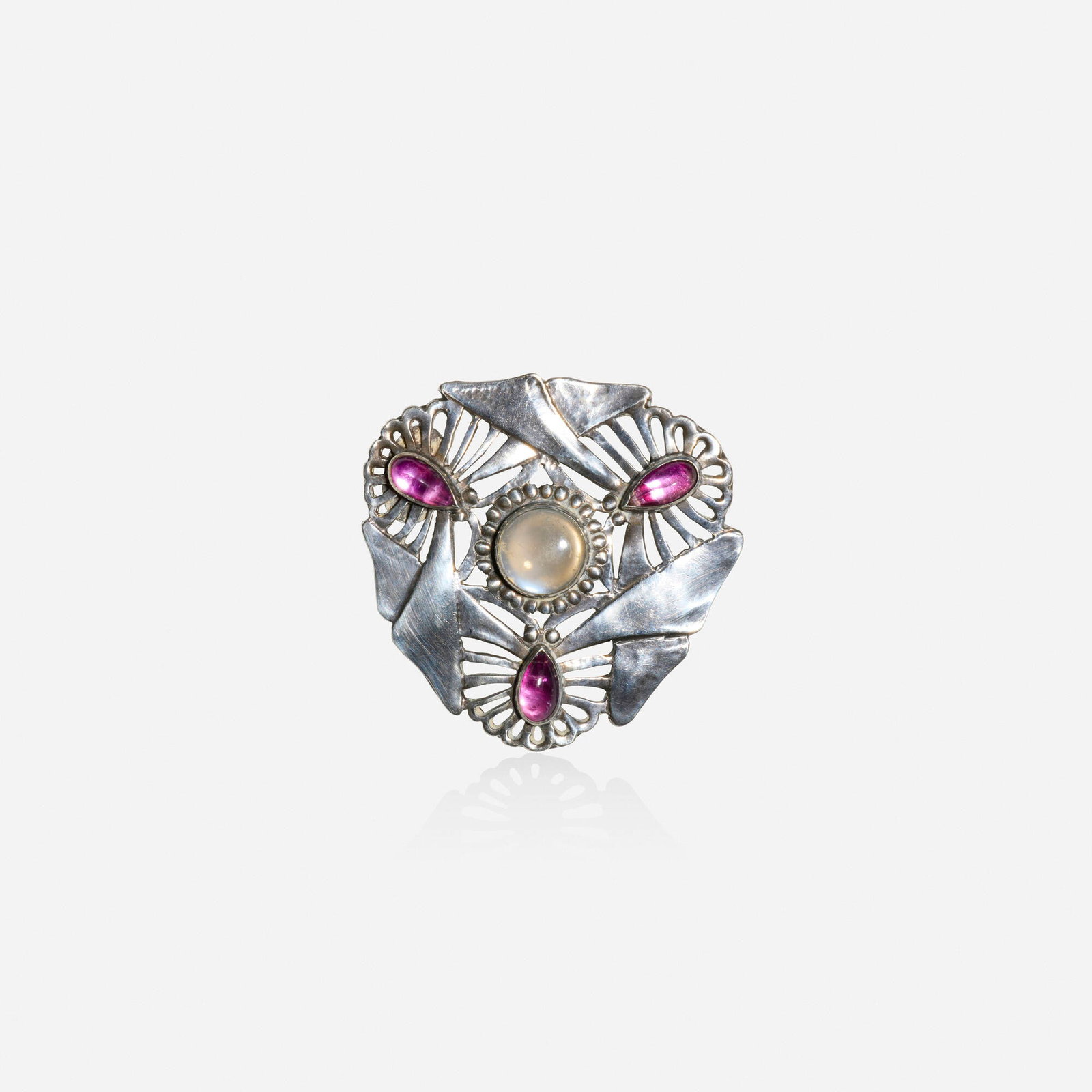 Charles Robert Ashbee for Guild of Handicraft, Rare Arts & Crafts multi-gem and silver brooch (1 of 2)