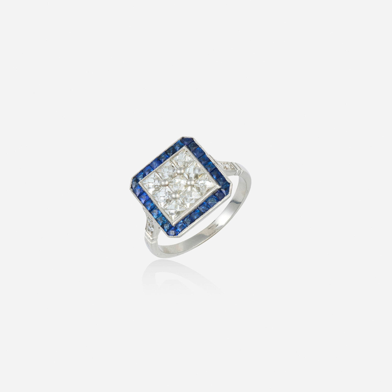 Art Deco, Diamond, sapphire, and platinum ring (1 of 2)