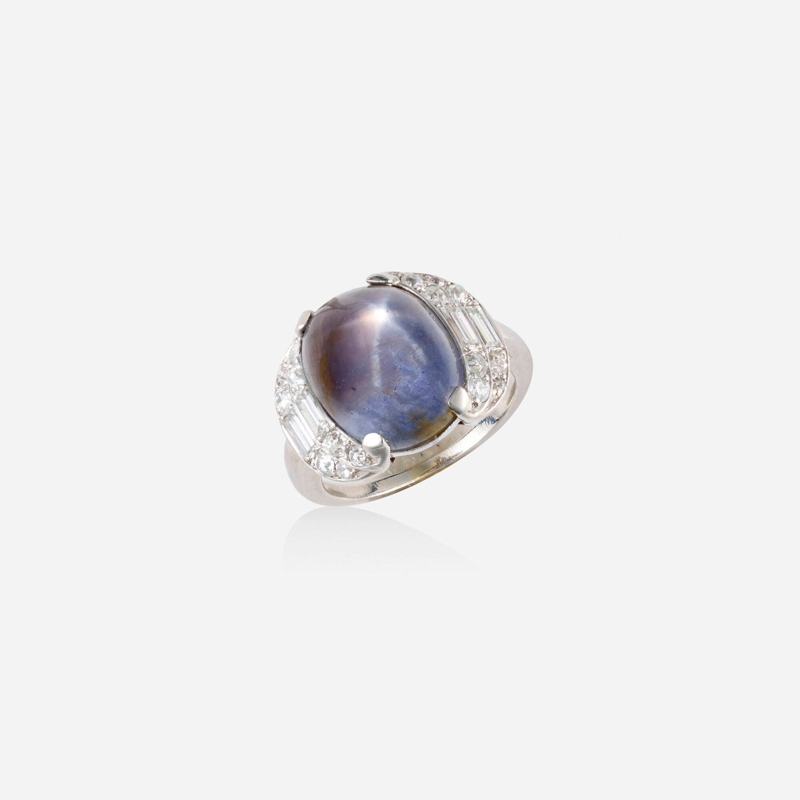 Art Deco, Star sapphire, diamond, and platinum ring (1 of 2)