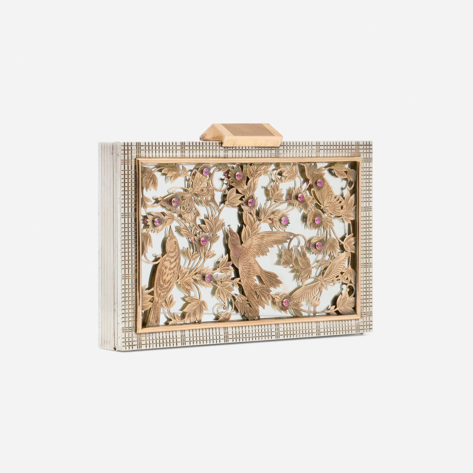 Boucheron, Art Deco silver, silver-gilt, and ruby minaudiere with two purses (1 of 6)