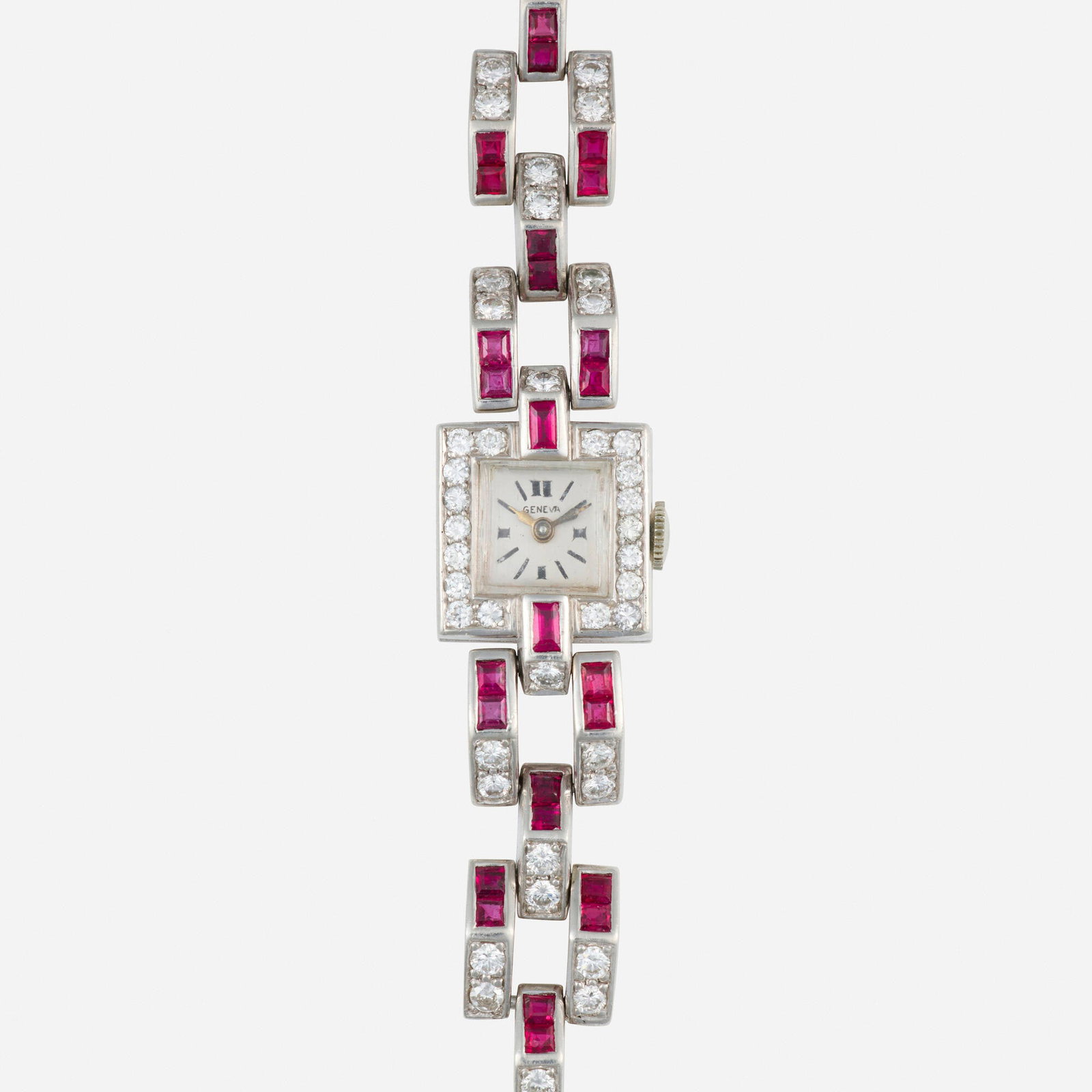 Art Deco, Ruby, diamond, and platinum wristwatch (1 of 3)