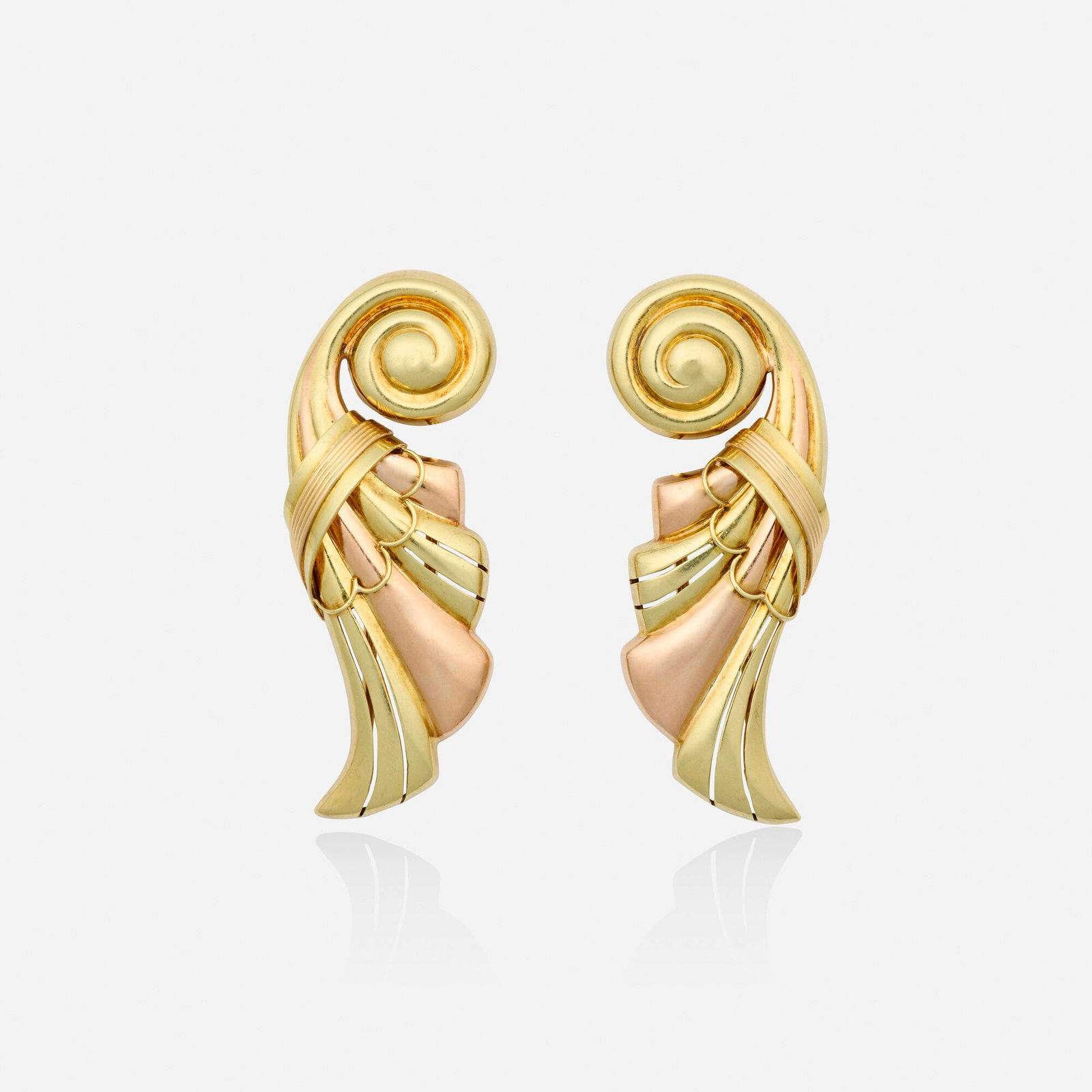 Sloan & Co., Two Retro bicolor gold dress clips (1 of 3)