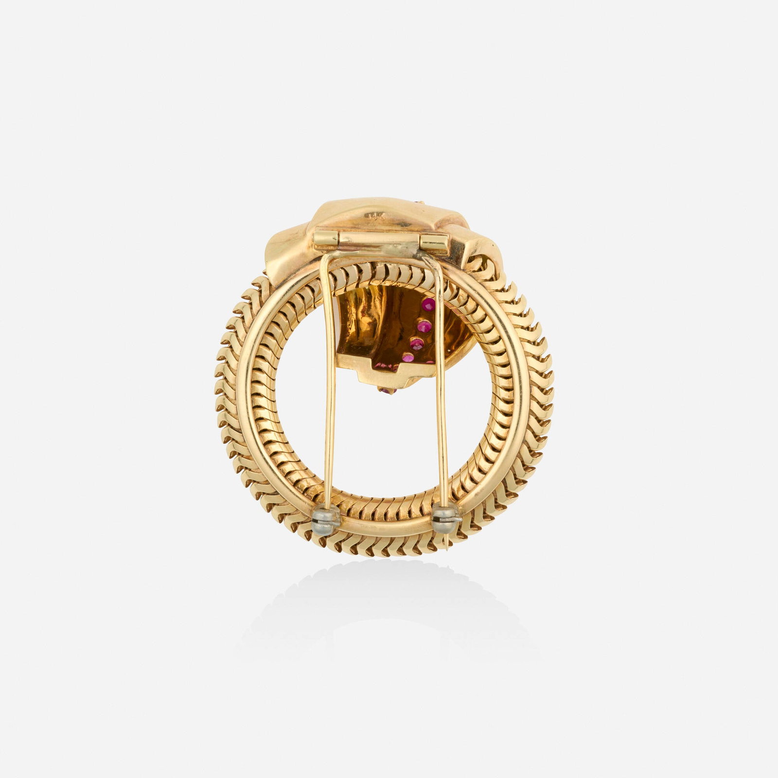 Retro, Ruby and gold brooch - 2