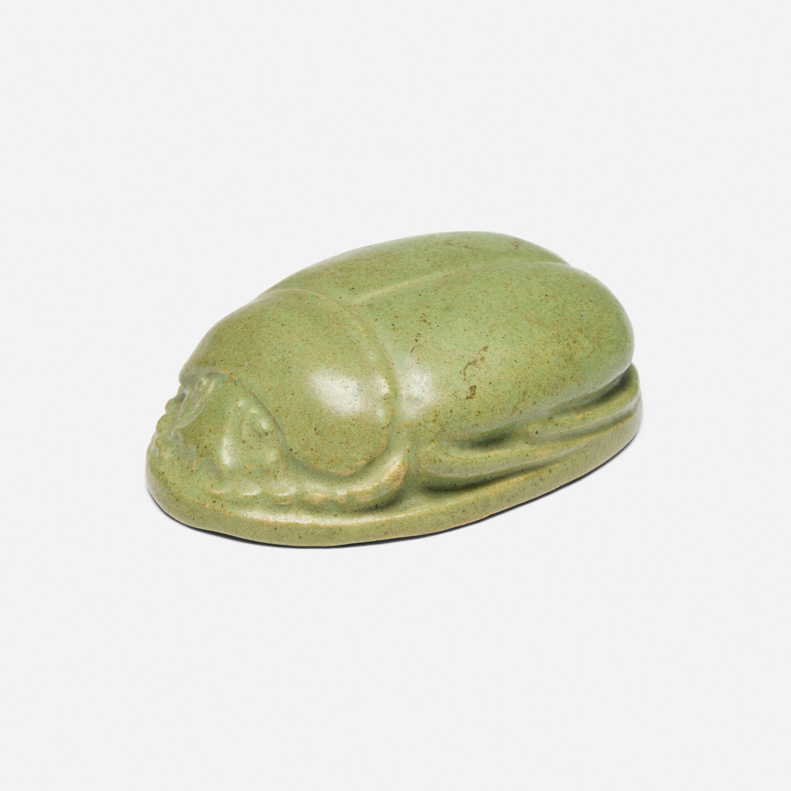 Walrath Pottery, Scarab paperweight: Walrath Pottery Scarab paperweight USA, 1908-1918 glazed earthenware 1 h x 3.5 w x 2.5 d in (3 x 9 x 6 cm) Incised manufacturer's mark to underside 'Walrath Pottery'. Provenance: Estate
