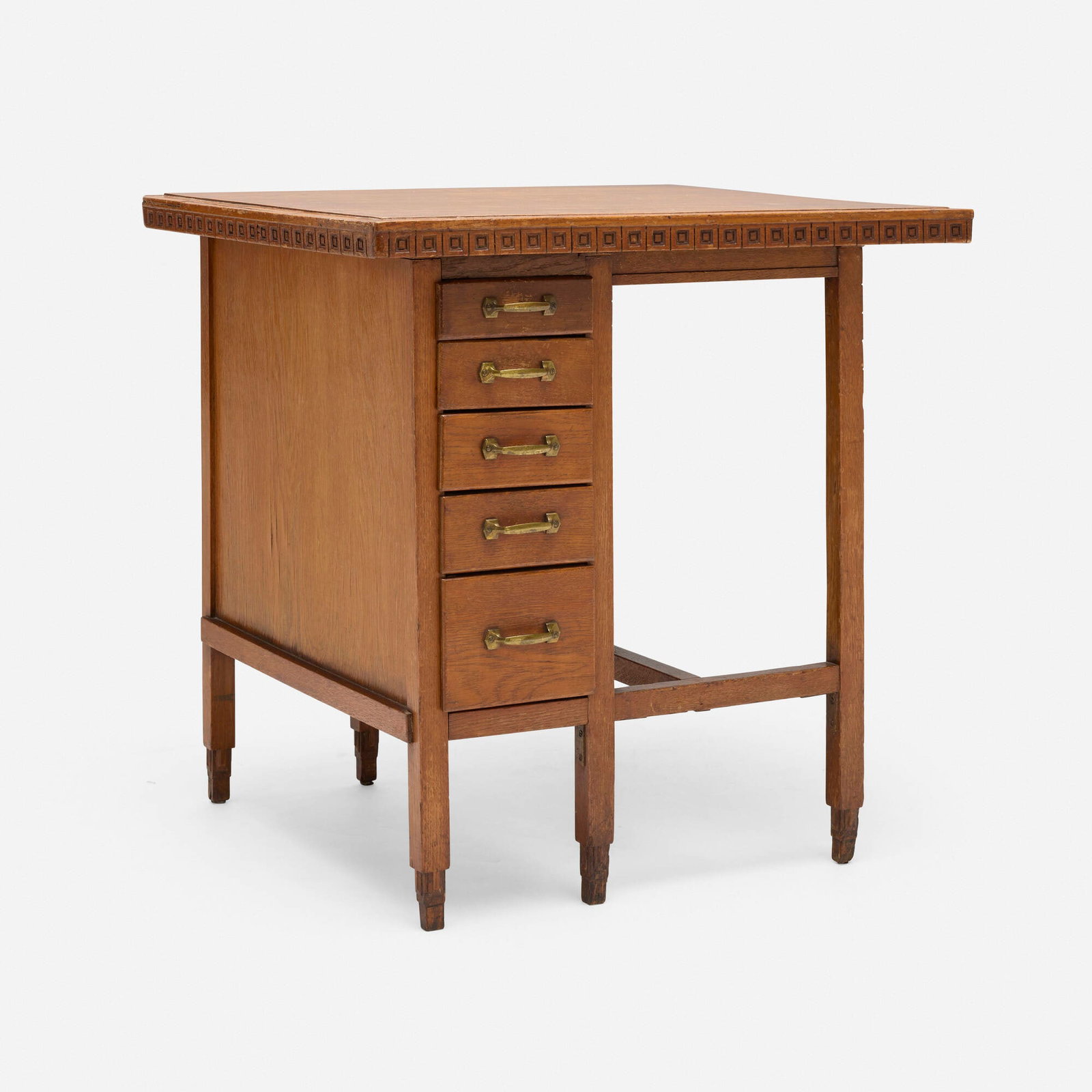 Frank Lloyd Wright, Table from the Imperial Hotel, Tokyo: Frank Lloyd Wright Table from the Imperial Hotel, Tokyo USA, 1916-1922 oak, brass 24.25 h x 25.25 w x 22 d in (62 x 64 x 56 cm) This diminutive form was used in the guest rooms of the hotel. Table f