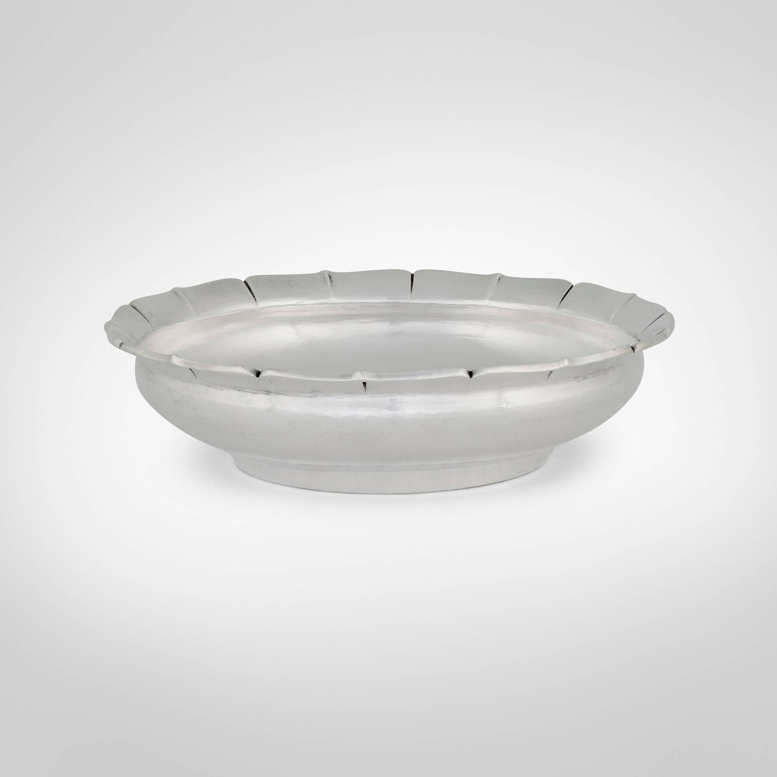 The Kalo Shop, Bowl with floral rim: The Kalo Shop Bowl with floral rim Chicago, USA, first half of the 20th century sterling silver 2.25 h x 9 dia in (6 x 23 cm) Impressed manufacturer's mark to underside 'Sterling Hand