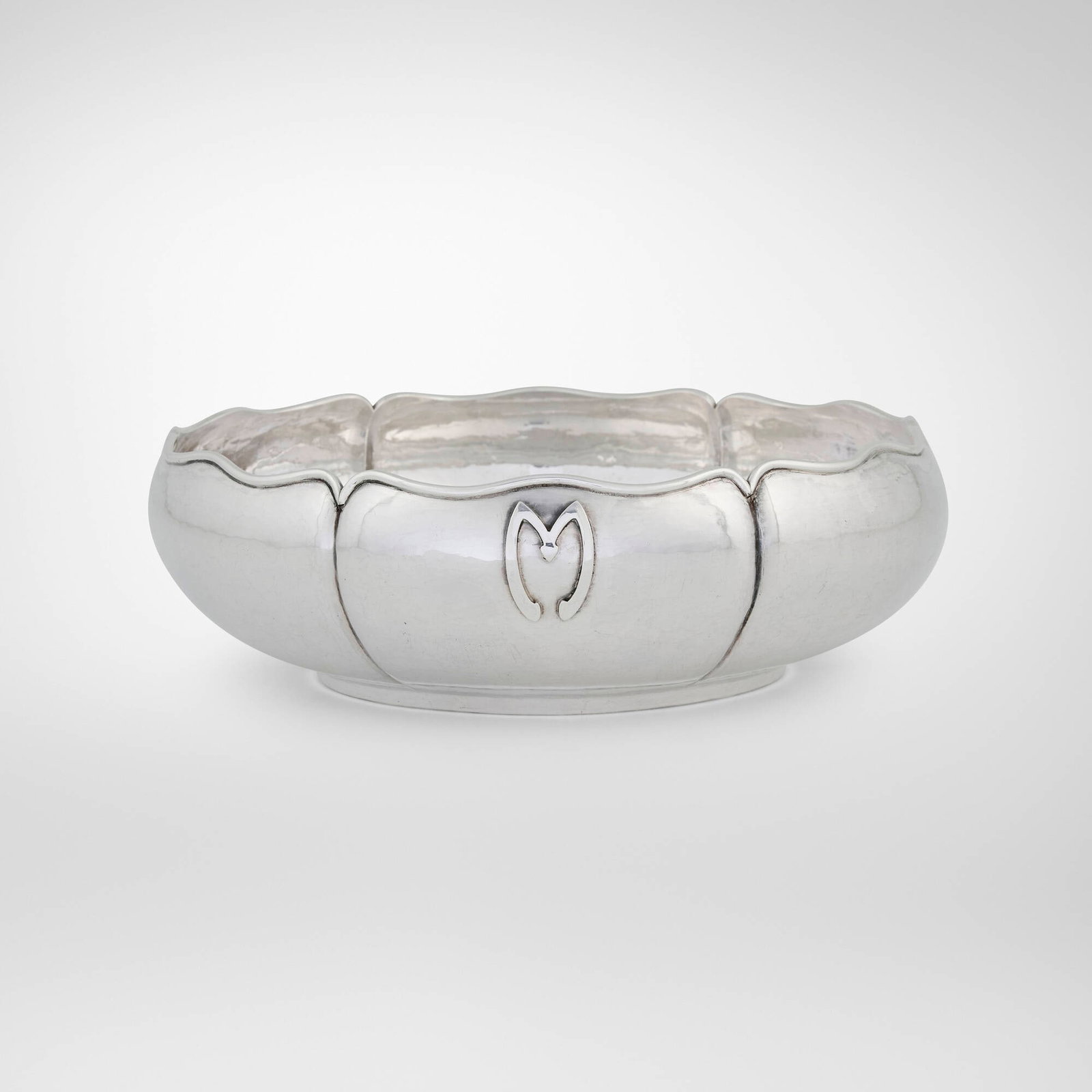 The Kalo Shop, Round lobed bowl with undulating rim: The Kalo Shop Round lobed bowl with undulating rim Chicago, USA, first half of the 20th century sterling silver 2.75 h x 8.75 dia in (7 x 22 cm) Impressed manufacturer's mark to underside 'S