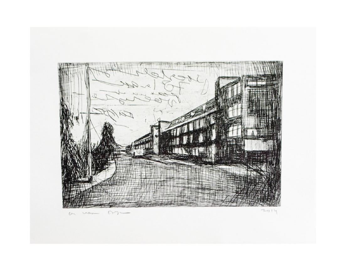 Ohne Titel, aus der Serie 'Traum eines Chemikers': Marcel van Eeden (1965 Den Haag)Ohne Titel, aus der Serie 'Traum eines Chemikers', Radierung, 31 cm x 40 cm BlattmaÃŸ, unten rechts 2014 datiert, unten links mit Bleistift signiert