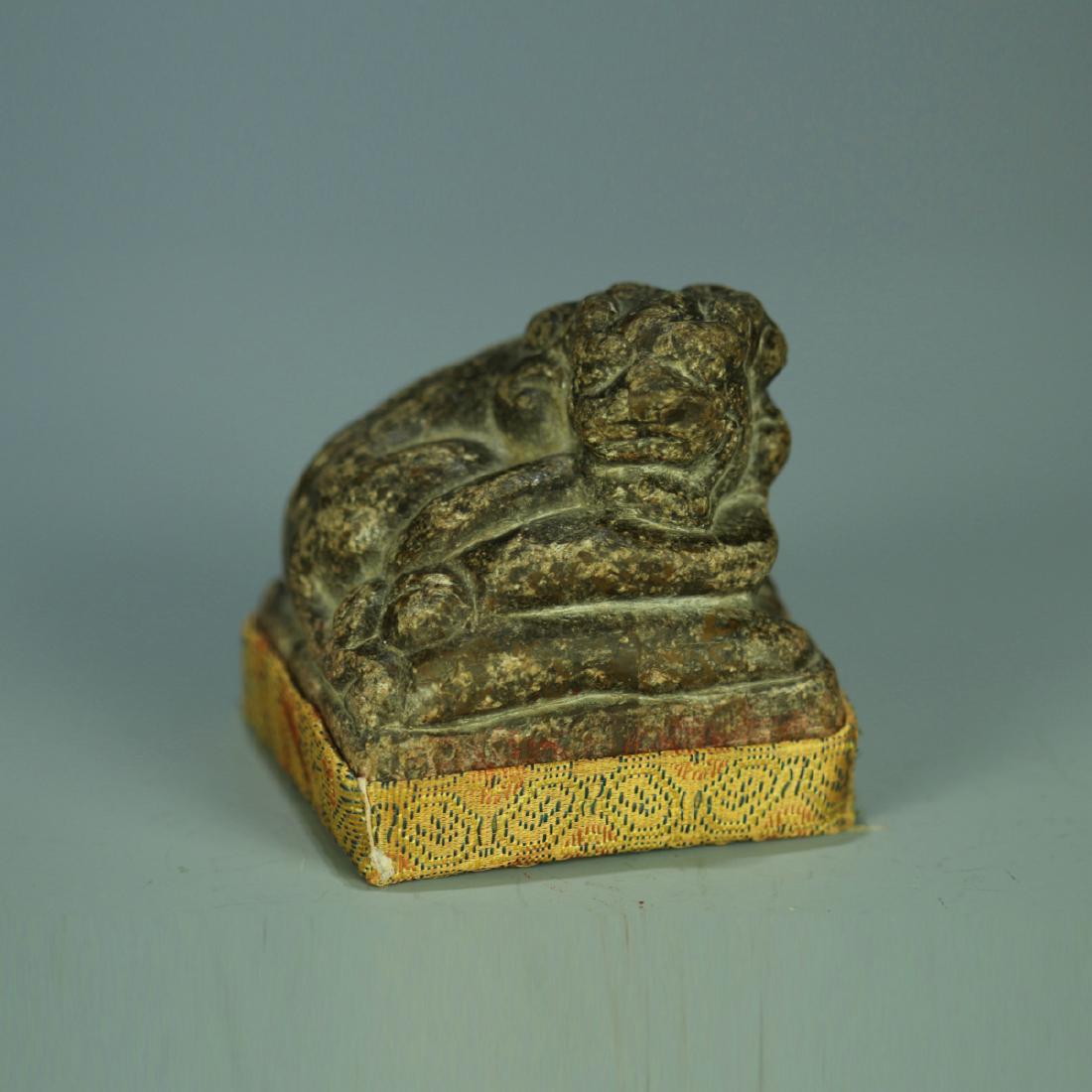 Ancient jade seal with lion carving (1 of 6)