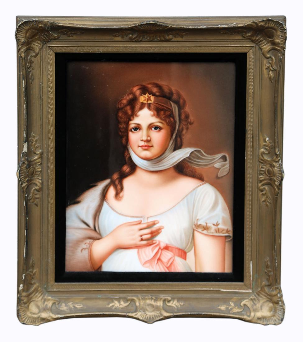 Queen Louise of Prussia: NN-425 GN: KPM, Queen Louise of Prussia after watercolor drawing by Leon Moran. Inscribed on the reverse.