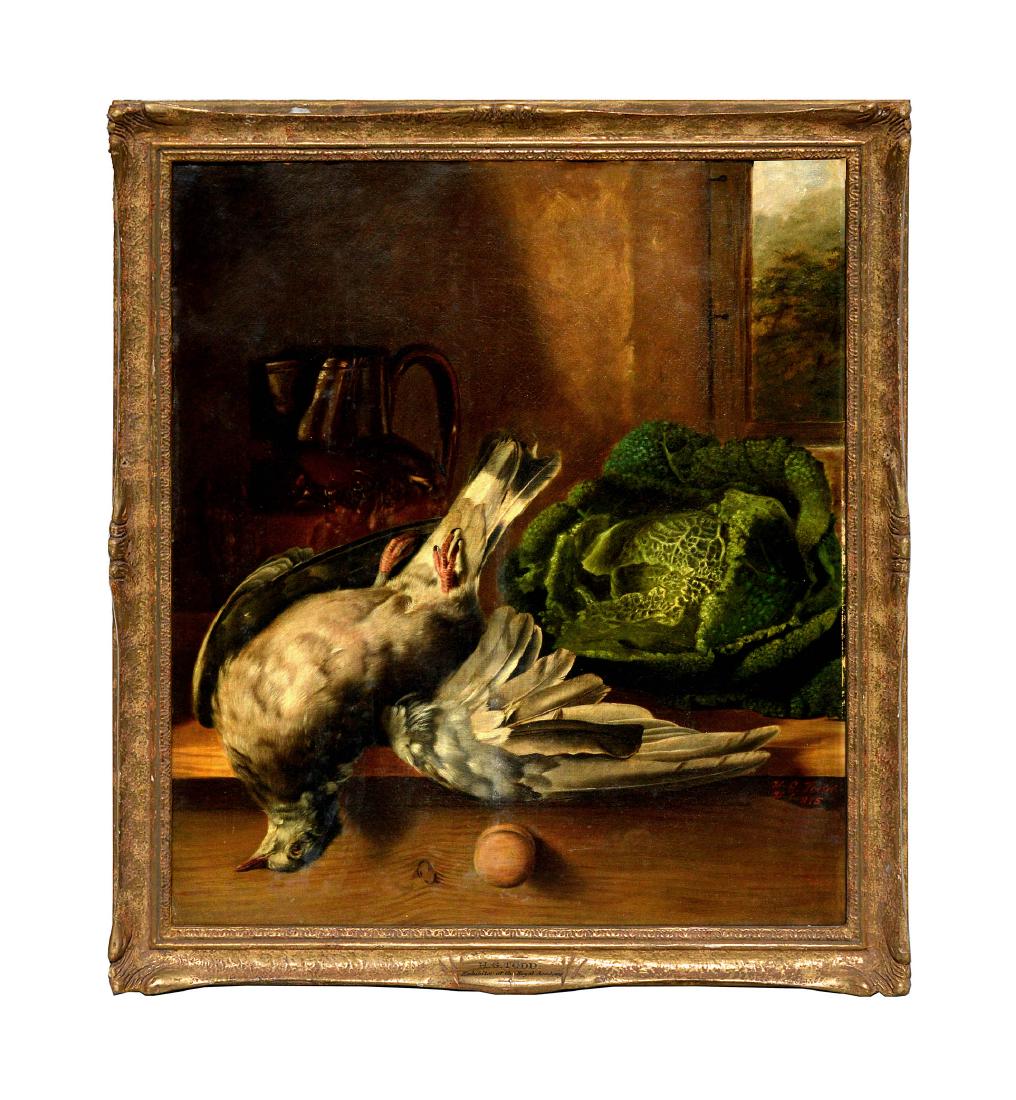 Still Life of Game, Copper Urn and Cabbage on a Wooden (1 of 4)