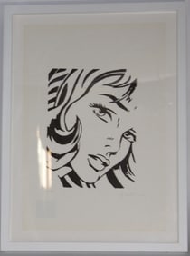 Print Signed Roy Lichtenstein "Girl with Hair Ribbon"