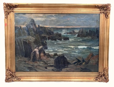 Bathers O/C by Carlo Hornung-Jensen Signed by the Artist