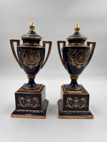 Pair of antique royal Vienna porcelain urns