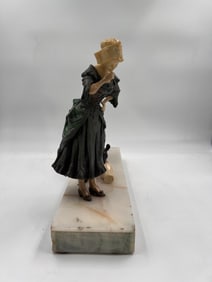 French Art Deco bronze and carved bone sculpture