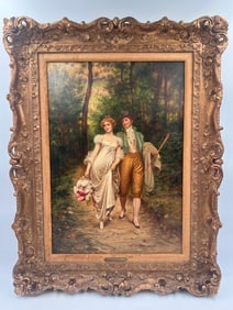 F. Soulacroix 19th century oil painting on canvas "Courtship"