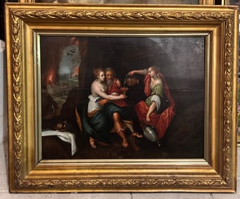 Anthonie Blocklandt van Montfoort Old Master oil painting on panel "Lot and His Daughters"