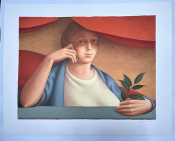 George Tooker lithograph "Laurel Woman" signed