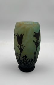 Daum Nancy Green Cameo Glass vase