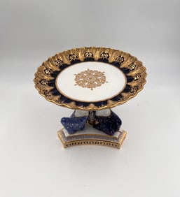 Vintage pair of antique english porcelain jeweled tazzas