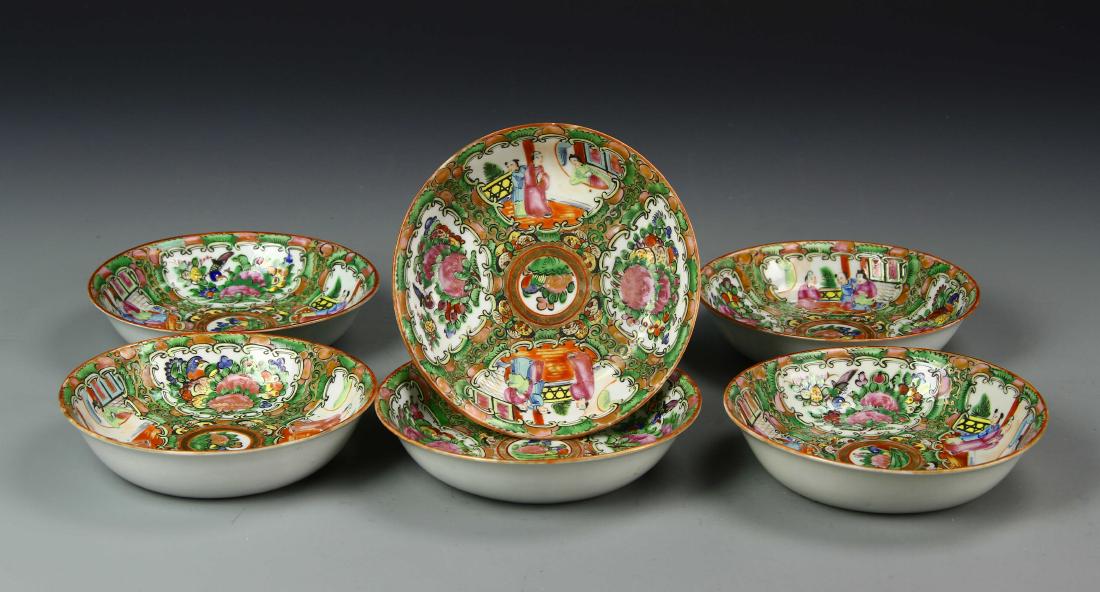 Chinese Six Rose Medallion Bowls (1 of 3)