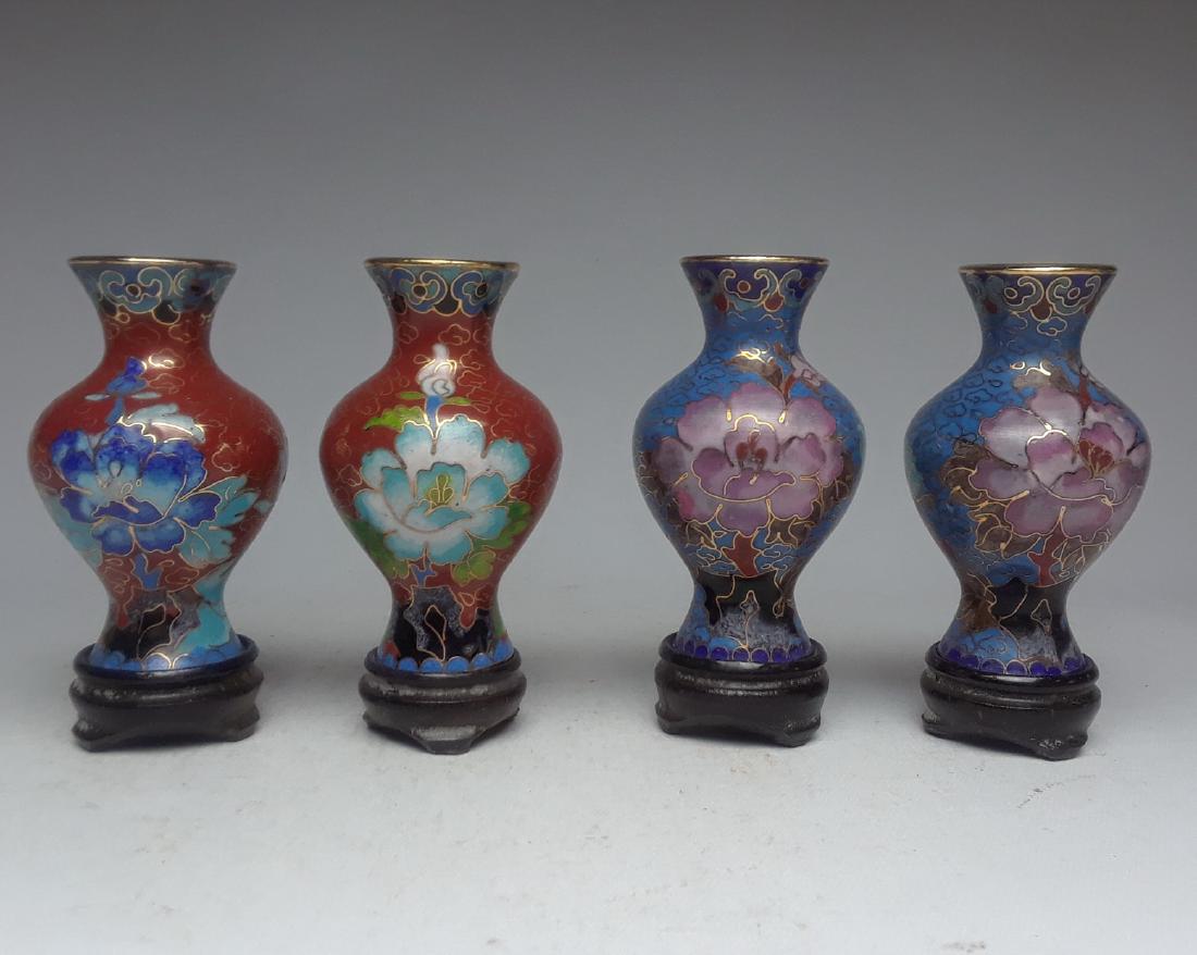 Set of cloisonne flower vase (4 pieces) (1 of 9)