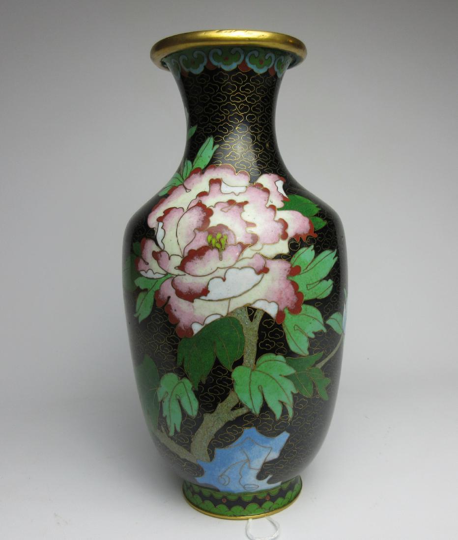 Cloisonne enamel flower pattern vase (1 of 12)
