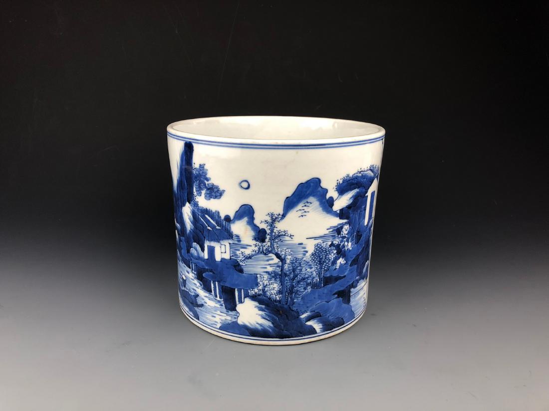 China, Blue and White Brush Pot (1 of 4)