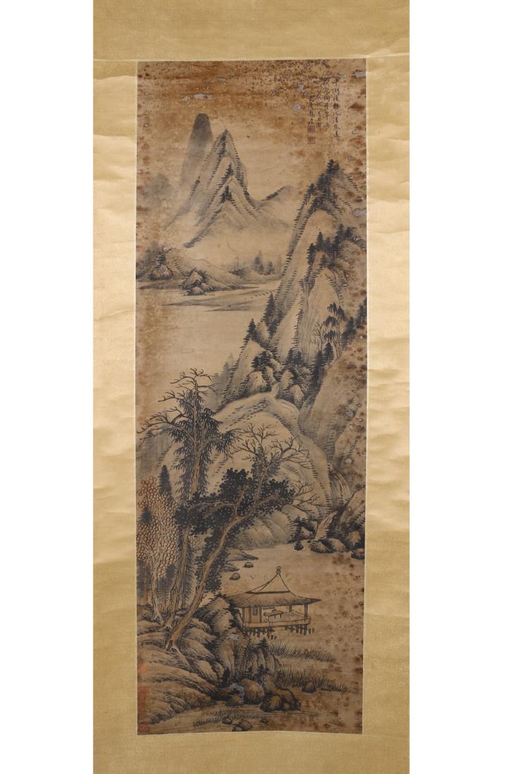 CHINESE PAINTING OF LANDSCAPE, ZHAO ZUO: Dimension: 131 cm * 43 cm Ink and color on paper, mounted Weight: 526g Signed and sealed.