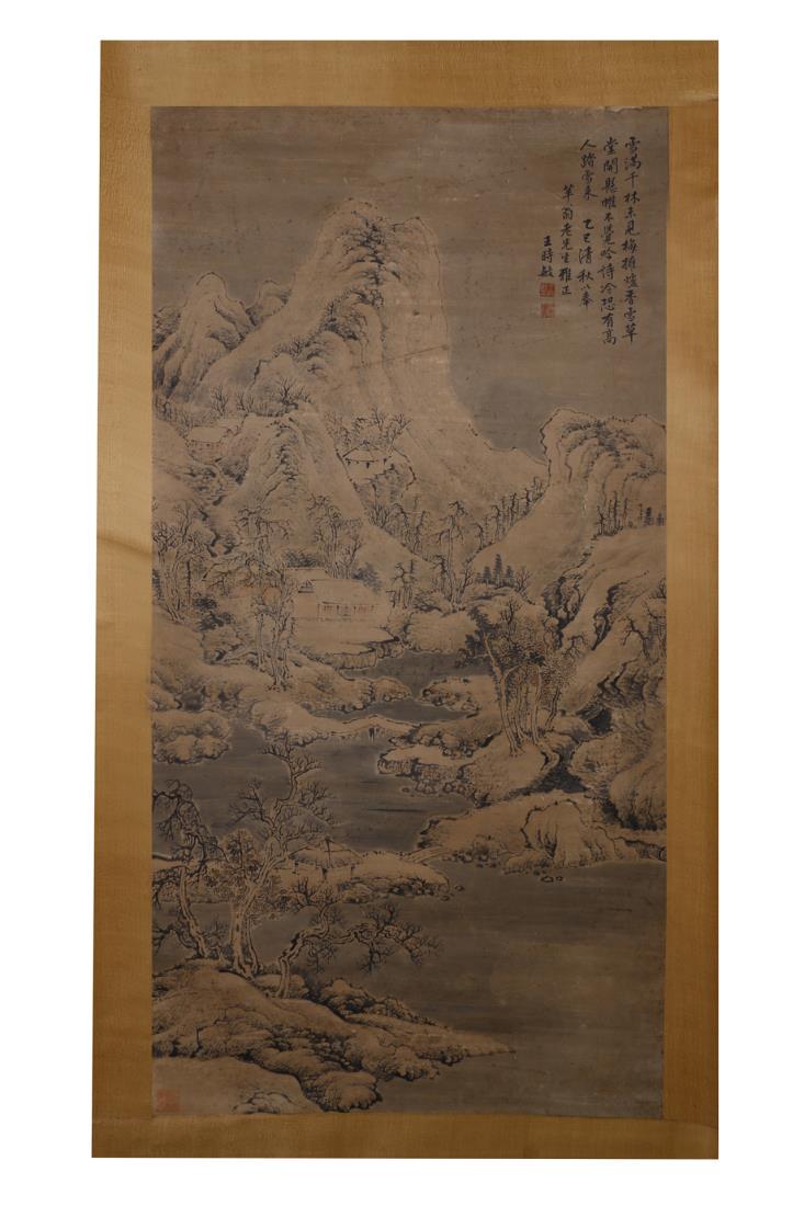 CHINESE PAINTING OF SNOW LANDSCAPE, WANG SHIMIN: Dimension: 135 cm * 66 cm Ink and color on paper, mounted Weight: 869g Signed and sealed.