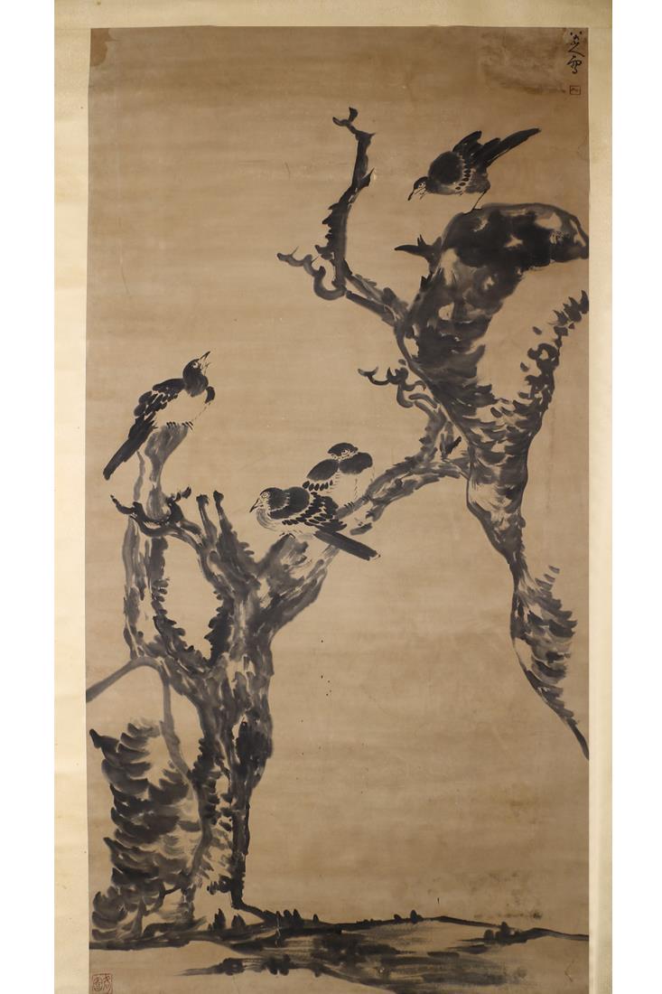 CHINESE PAINTING OF BIRDS, BADA SHANREN: Dimension: 175 cm * 90 cm Ink on paper, mounted Weight: 1184g Signed and sealed.