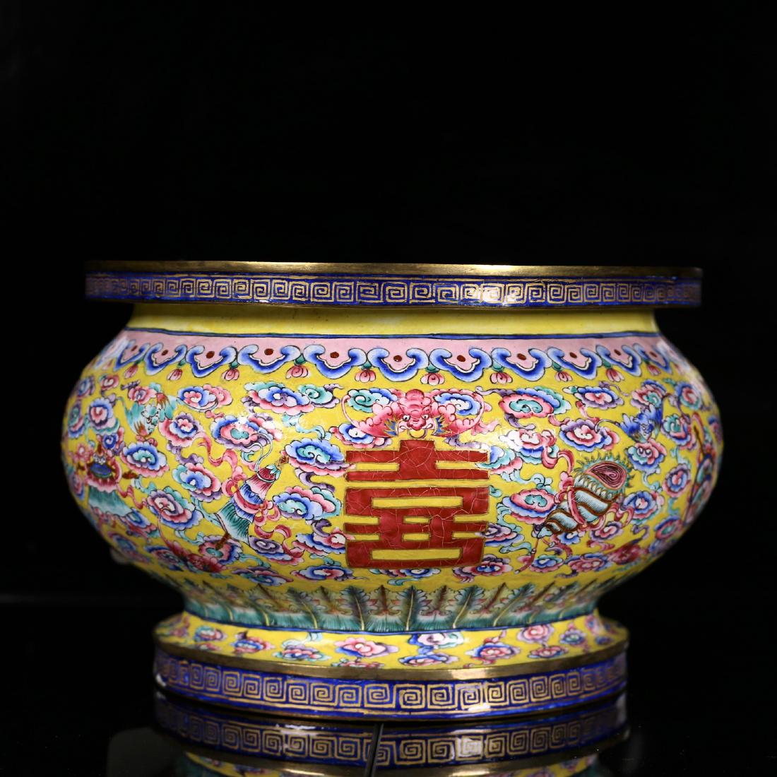 A Chinese Large Enamelled Bronze Water Jar (1 of 8)