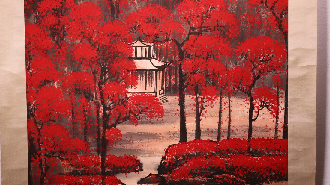 A Chinese Painting. Attributed to Li Ke Ran: Watercolor and ink on paper. Framed Painting. Signed and sealed Li Ke Ran. Size: 26 inches x 17 inches (Painting only) 45 inches x 29 inches(with frame).