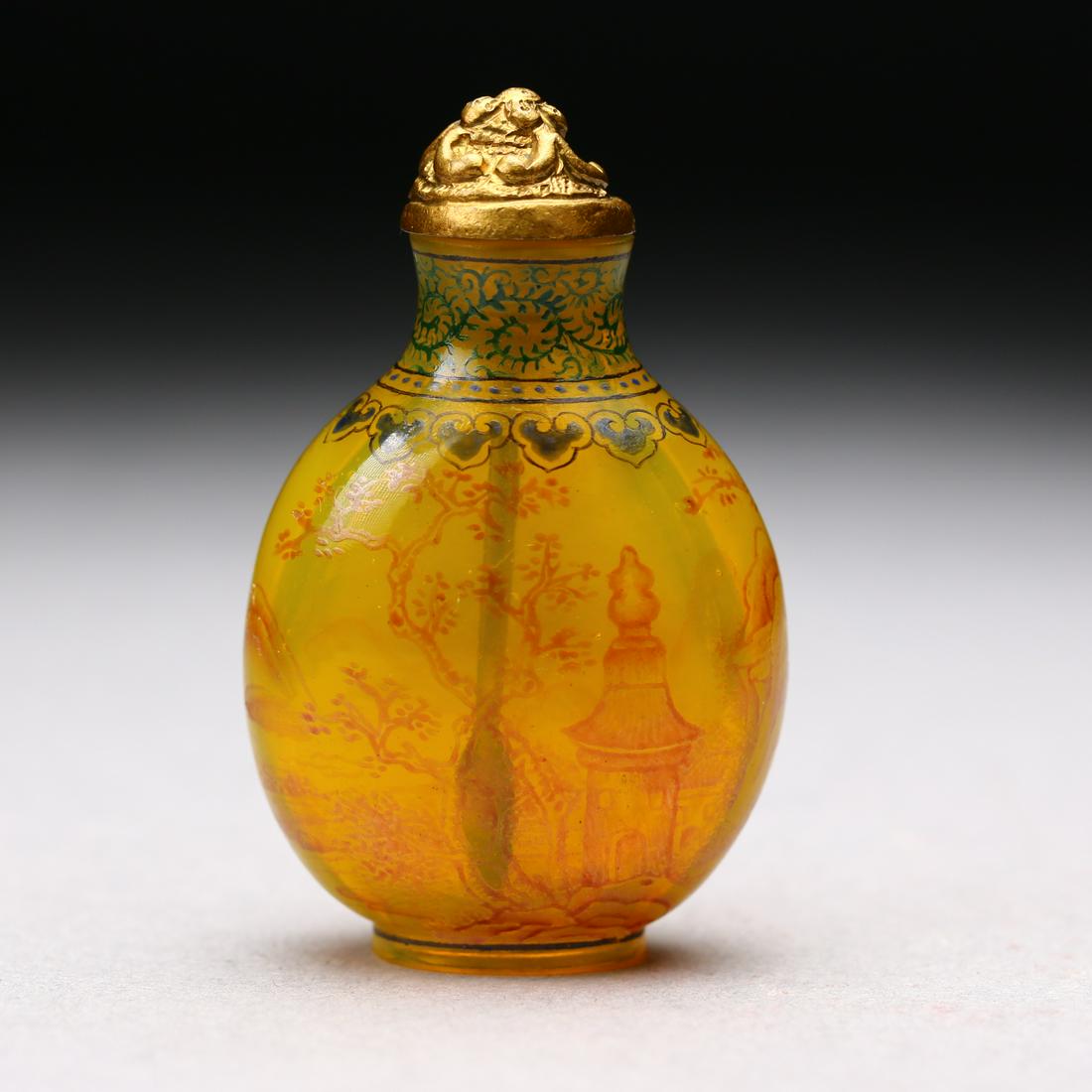 Bonhams Sale, A Chinese painted opaque yellow glass (1 of 10)