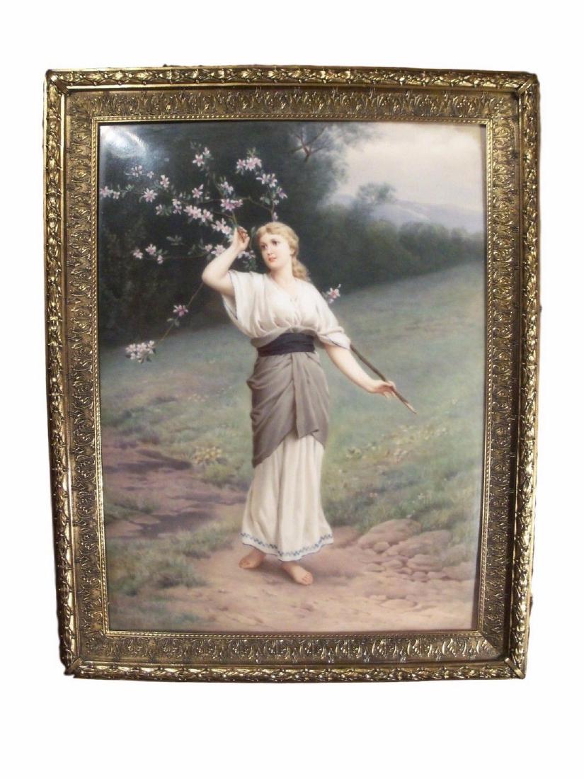 Antique KPM Hand Painted Porcelain Plaque of Spring (1 of 3)