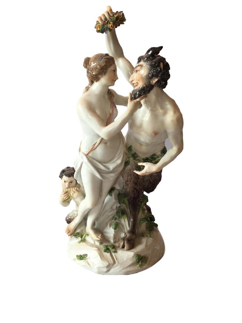 Rare Meissen Porcelain Group of Satyr Courting Nymph (1 of 3)