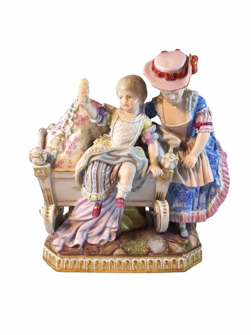 Adorable Antique Meissen Porcelain Group of AMUSEMENT (1 of 2)