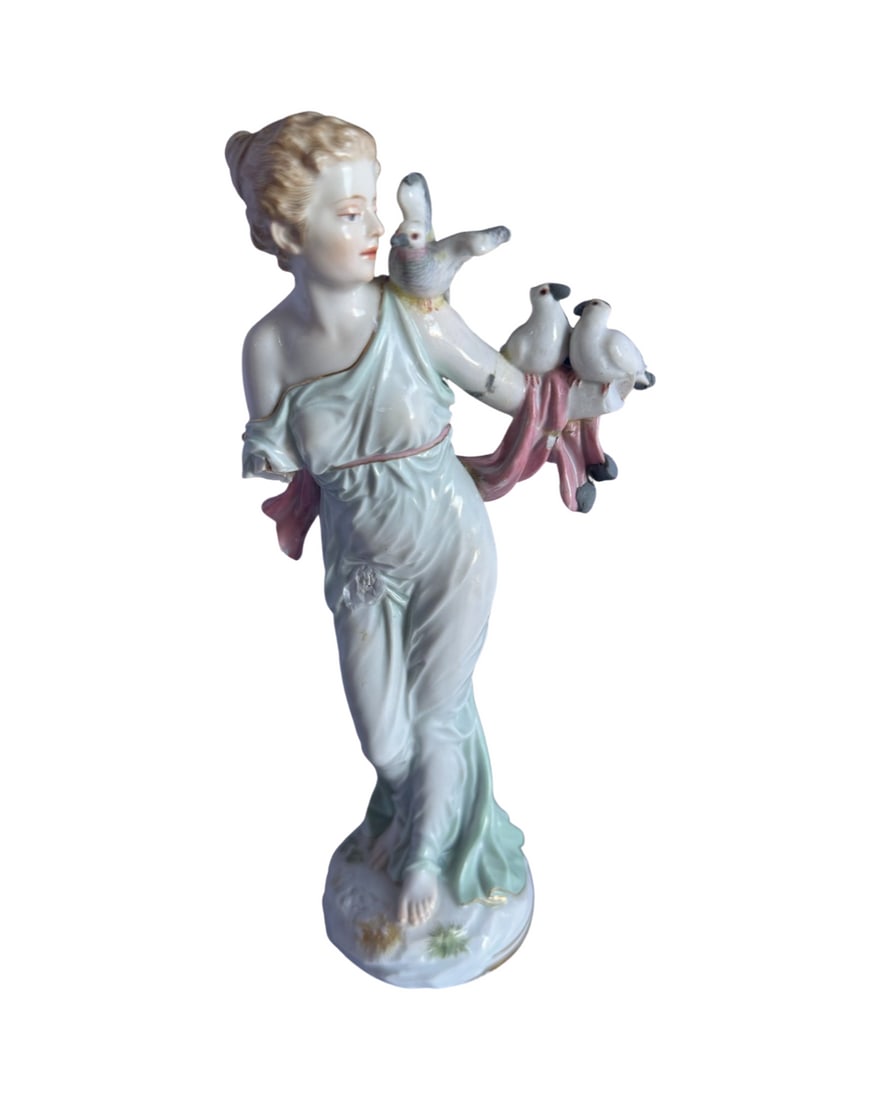 Antique Meissen Lady with Doves (1 of 5)