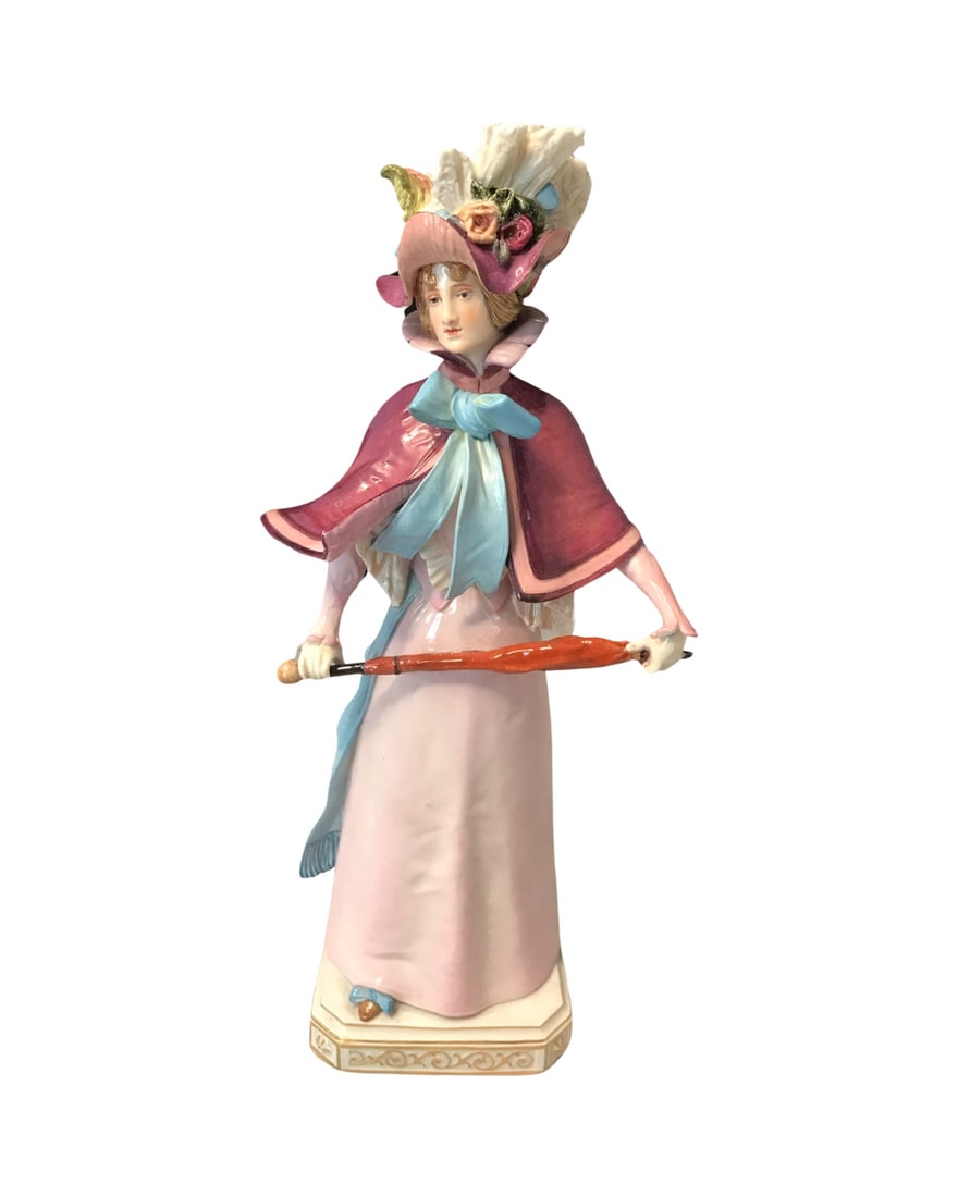 Antique Meissen Porcelain Art Nouveau Lady with Parasol (1 of 3)
