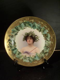 Antique Royal Vienna Porcelain Hand Painted Plate Signed: ROYAL VIENNA HAND PAINTED PLATE 19TH CENTURY, BLUE BEEHIVE MARK,Titled and numbered, Finely Hand-painted portrait of Daphne , within a gilt border Diameter: 9 3/4" diameter Condition Report: Excellent