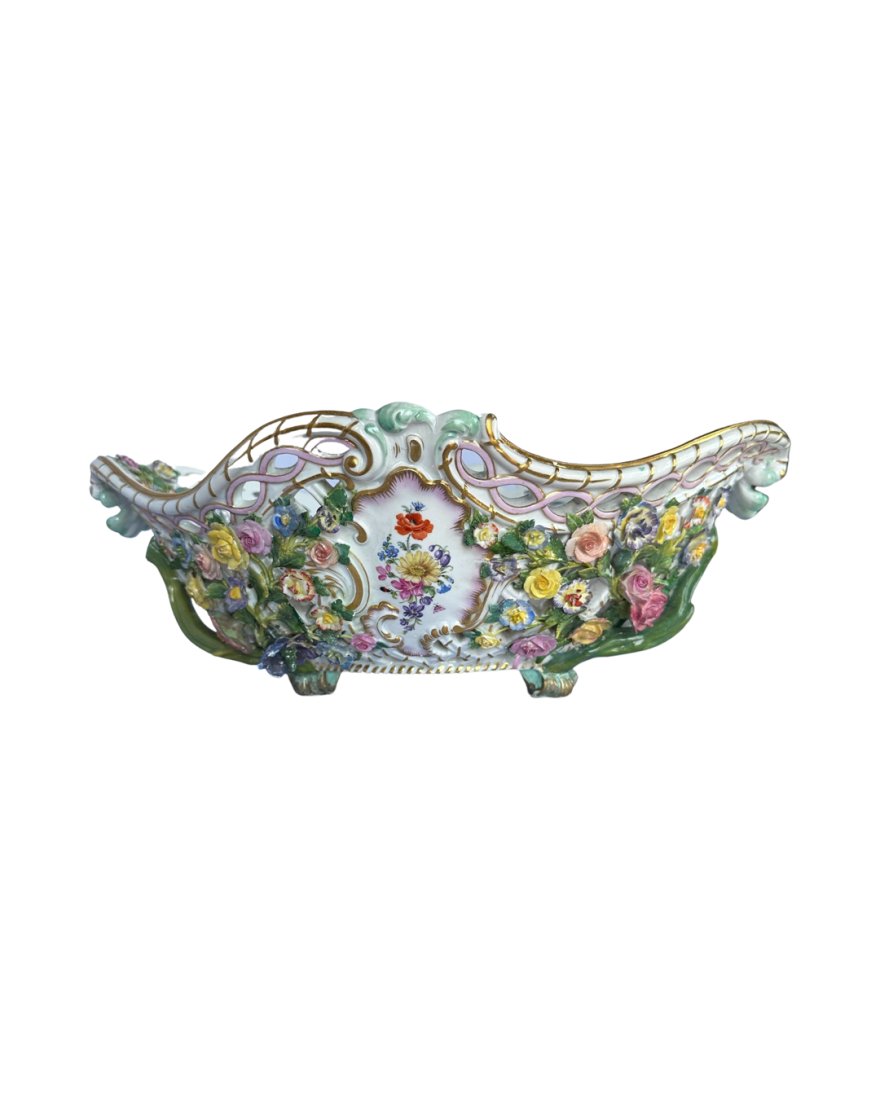A MEISSEN FLOWER-ENCRUSTED BASKET (1 of 4)