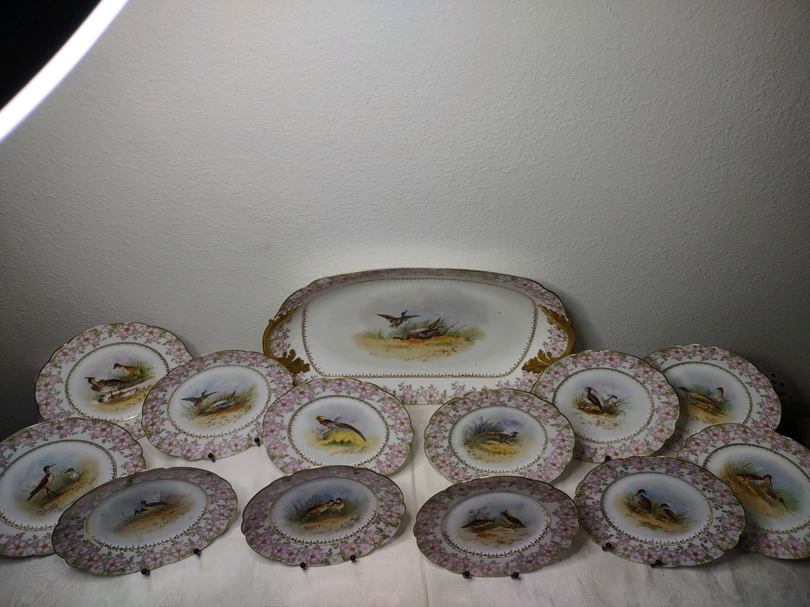 Limoges Hand Painted Game Set W/ 12 Plates (1 of 1)