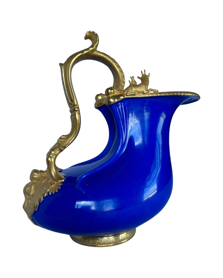 BEAUTIFUL ANTIQUE COBALT AND GILT KPM PORCELAIN PITCHER (1 of 6)